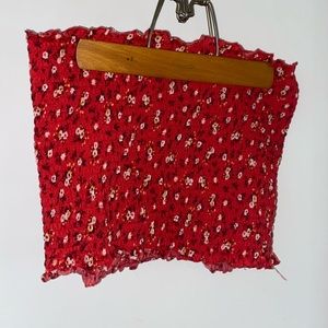 Red flower tube top